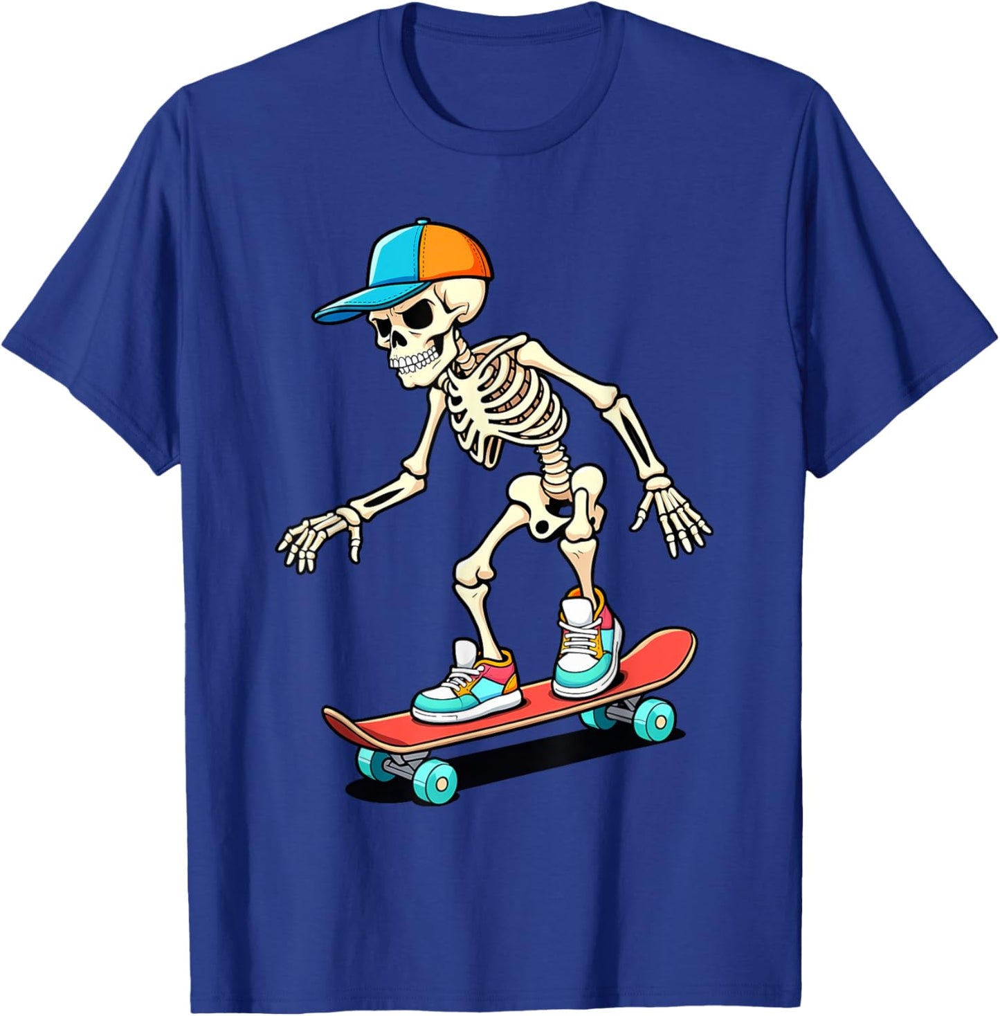 Skeleton Skateboarding Skater Skating Boys Kids T-Shirt - T-Shirt | Royal