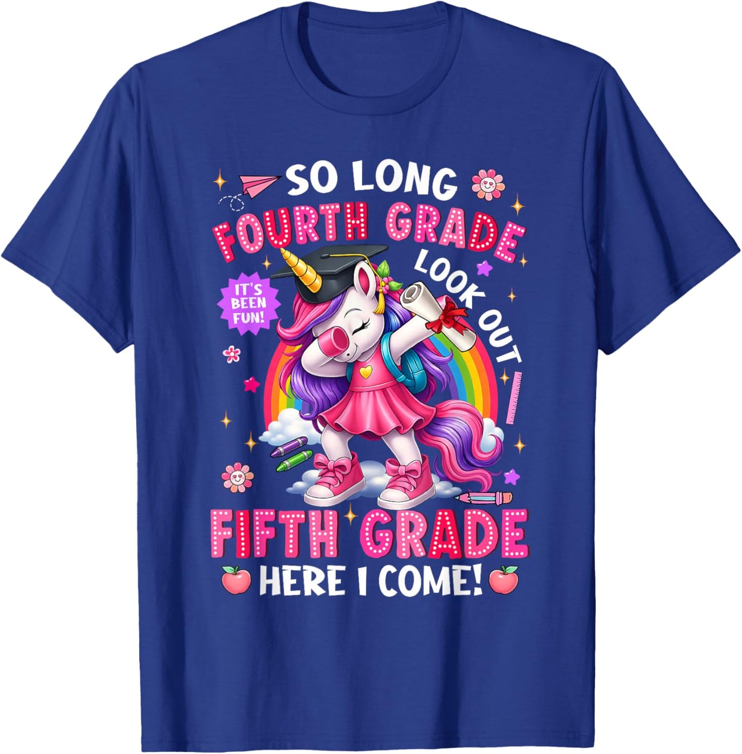 So Long 4th Grade Look Out 5th Grade Here I Come Unicorn T-Shirt - T-Shirt | Royal