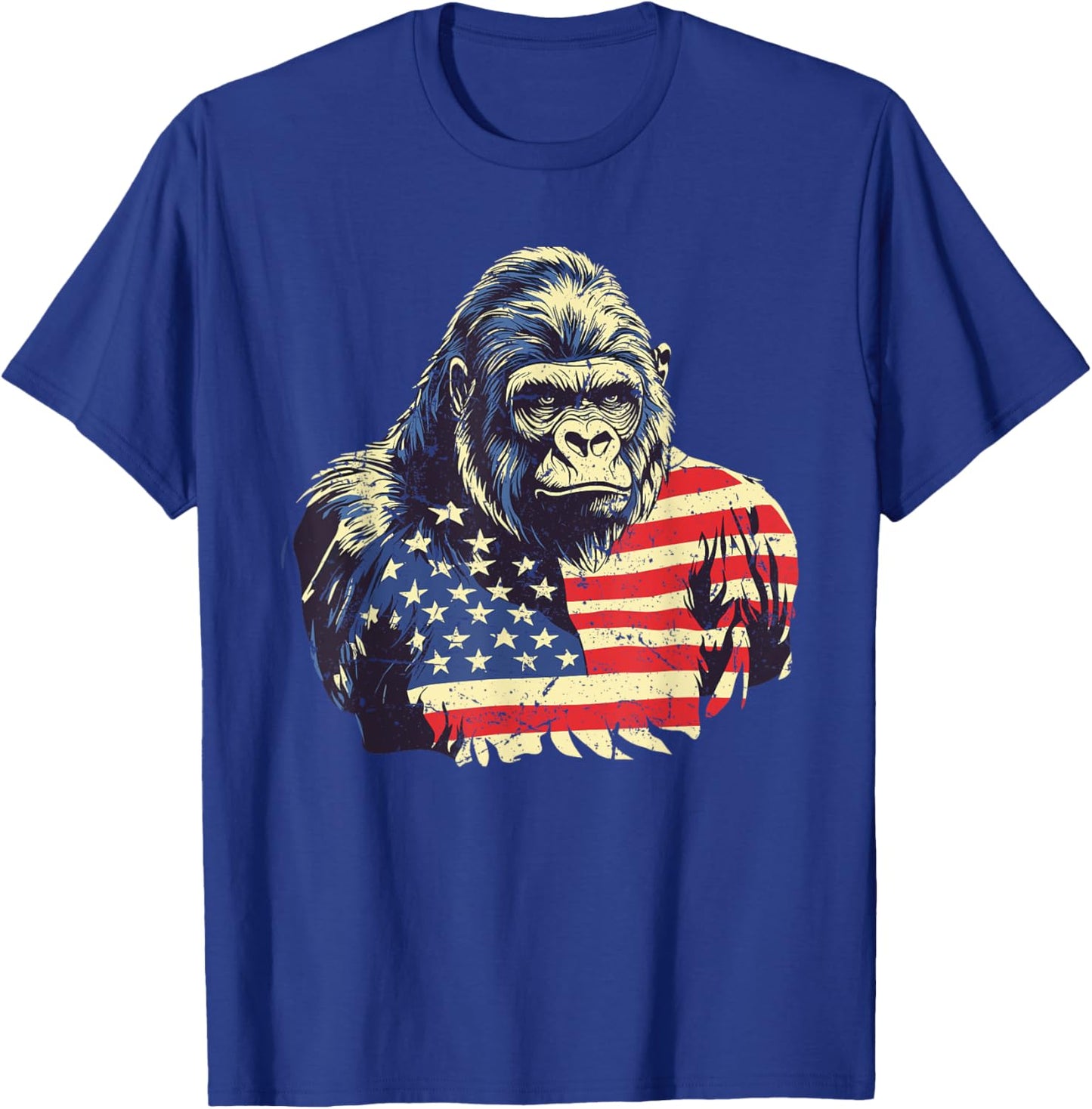 Patriotic Gorilla American USA Flag Gorilla Monkey Lovers T-Shirt - T-Shirt | Royal