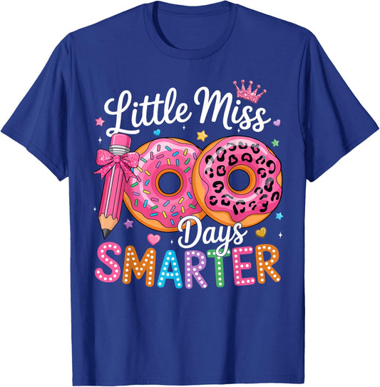 Little Miss 100 Days Smarter Shirt Girls 100th Day of School T-Shirt - T-Shirt | Royal