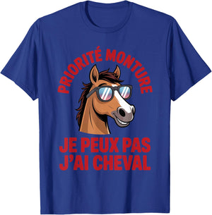 Funny Gift Riding Je Peux Pas Je AI Cheval T-Shirt - T-Shirt | Royal