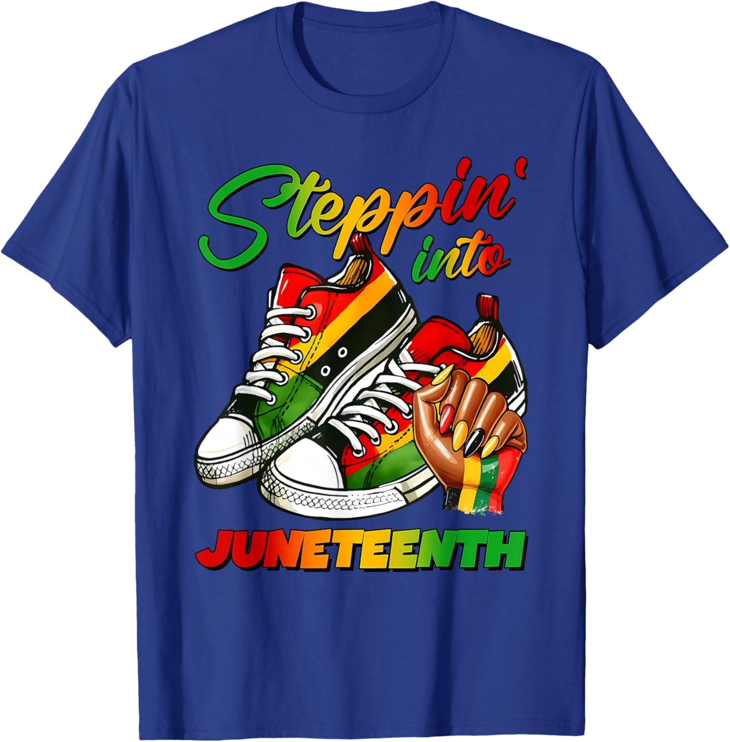 Steppin' Into Juneteenth 1865 Black Women Girl Queen T-Shirt - T-Shirt | Royal
