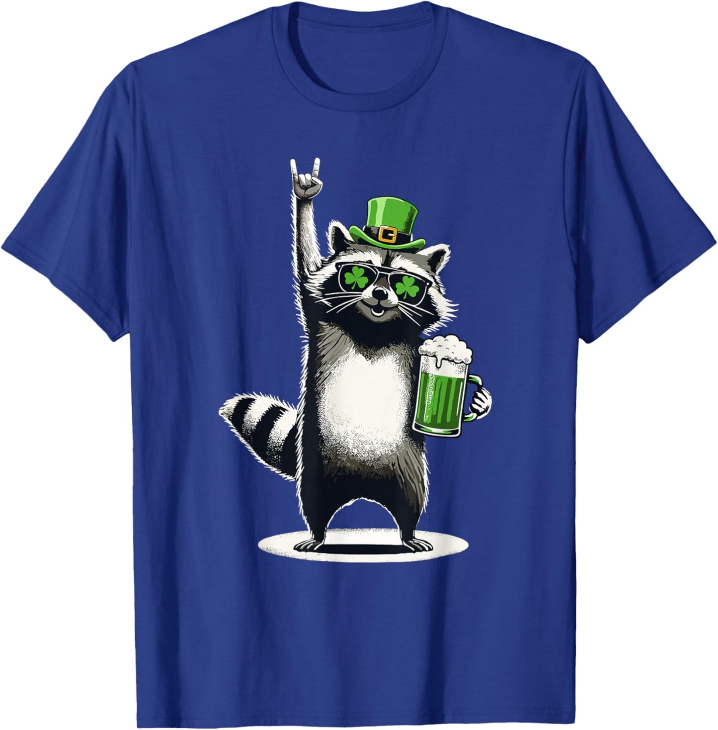 Raccoon St Patty's Shamrock Beer Is Fun For St. Patrick's Day T-Shirt - T-Shirt | Royal