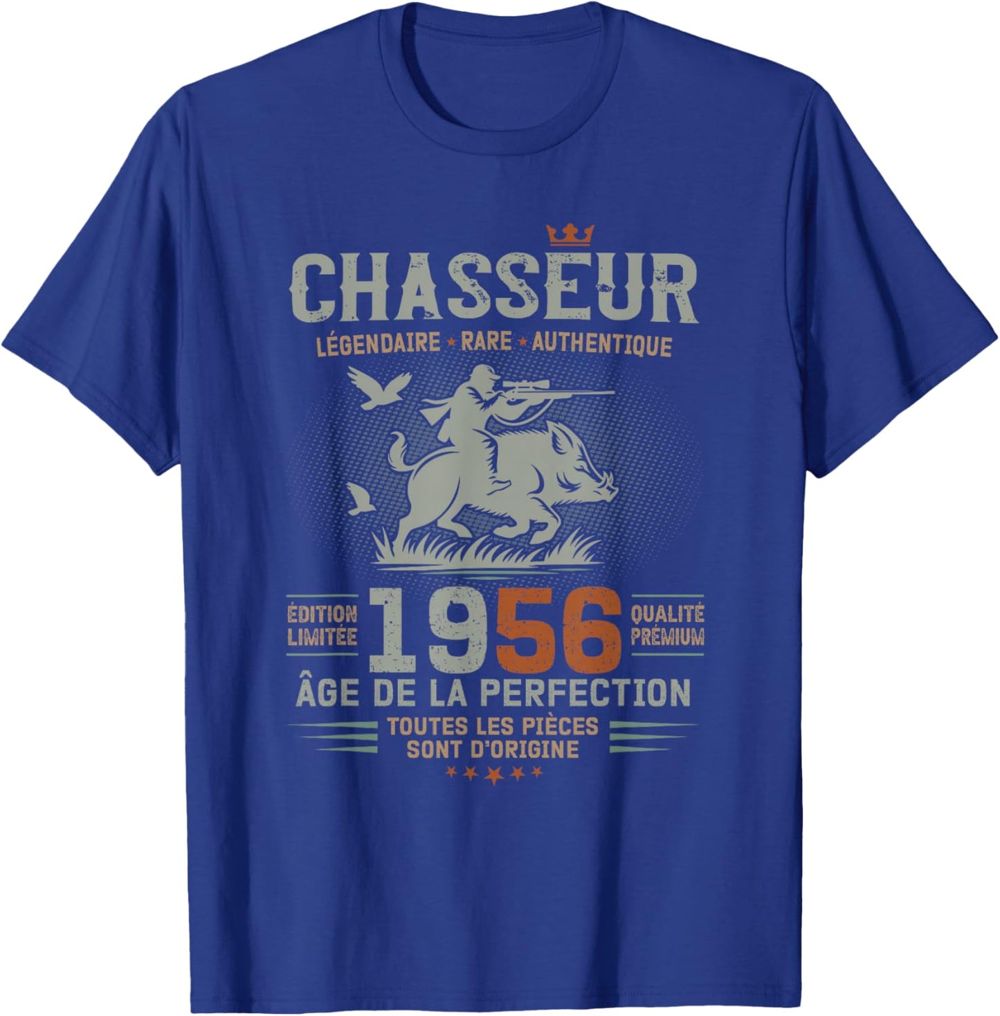 Hunter Born in 1956 Birthday Humor Hunting Boar T-Shirt - T-Shirt | Royal