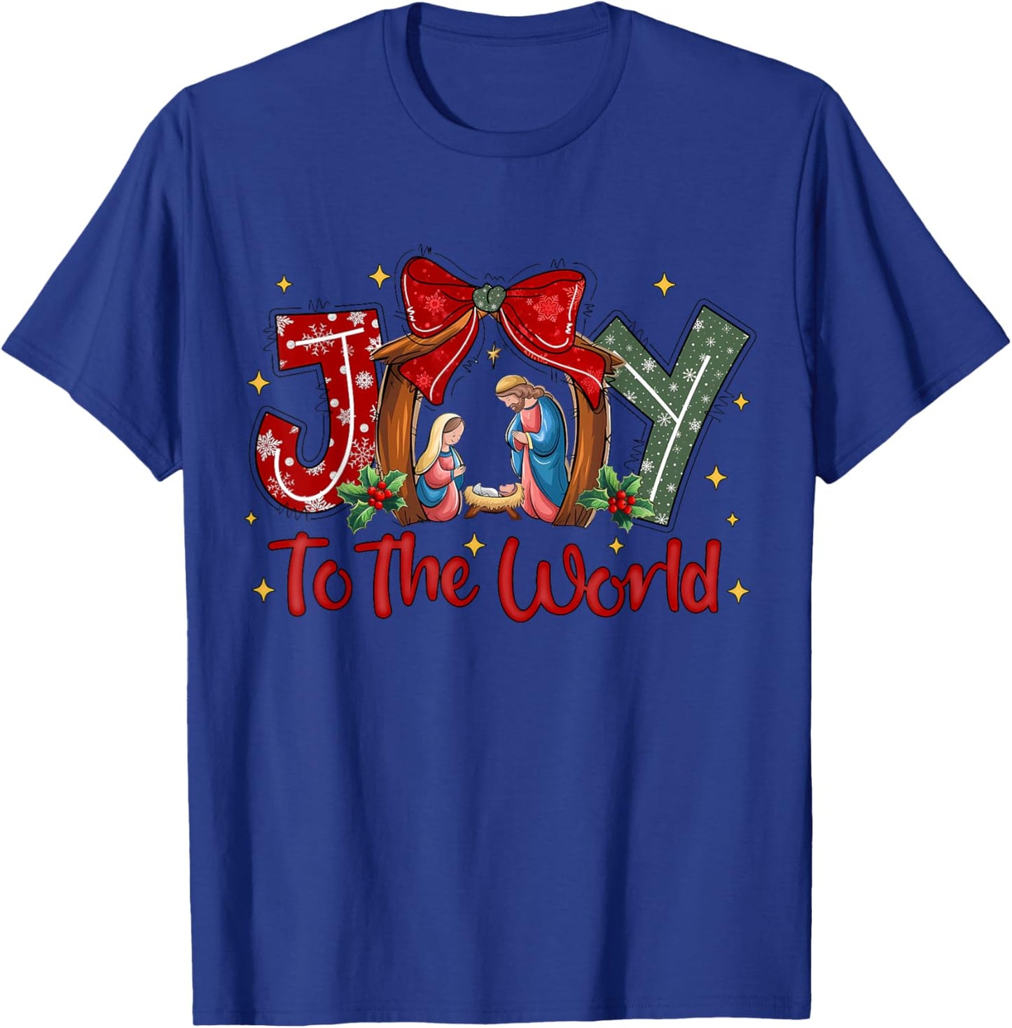 Christian Christmas Joy To The World Coquette Jesus Nativity T-Shirt - T-Shirt | Royal