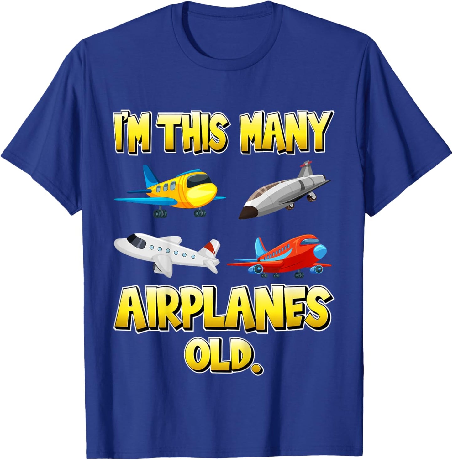 Kids I'm This Many Airplanes Old 4 Years Old 4th Birthday Kids T-Shirt - T-Shirt | Royal
