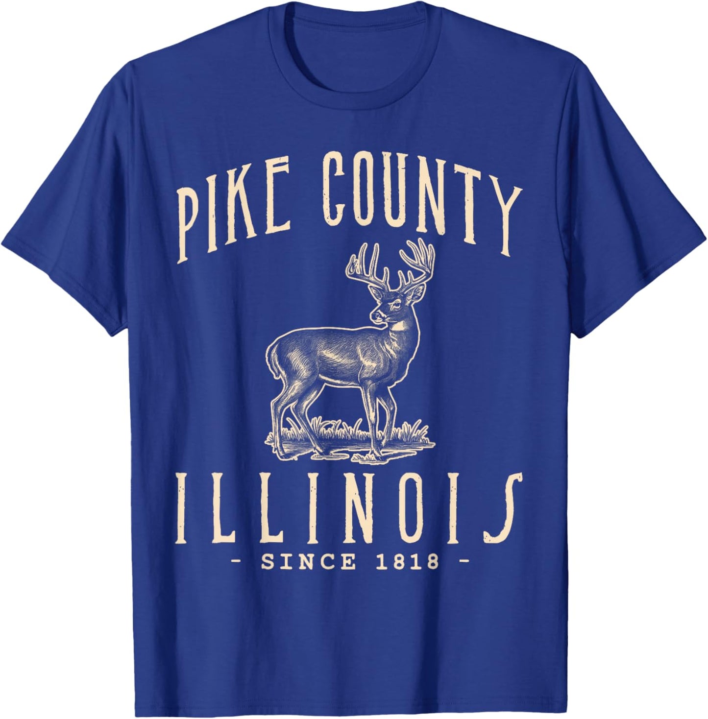 Pike County. White-tailed Deer Hunting in Illinois T-Shirt - T-Shirt | Royal