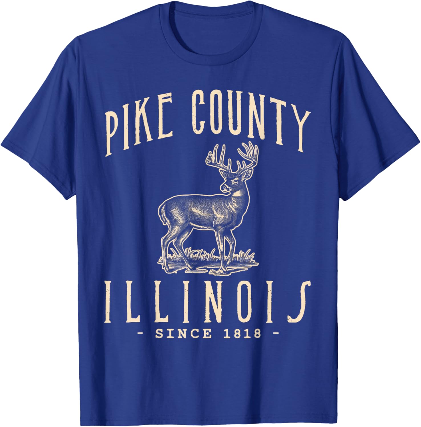 Pike County. White-tailed Deer Hunting in Illinois T-Shirt - T-Shirt | Royal