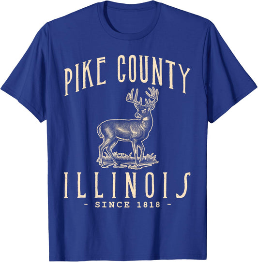 Pike County. White-tailed Deer Hunting in Illinois T-Shirt - T-Shirt | Royal