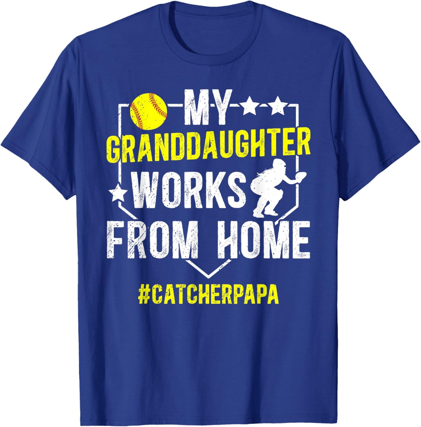 Softball Catcher Papa Proud Papa of A Softball Catcher T-Shirt - T-Shirt | Royal