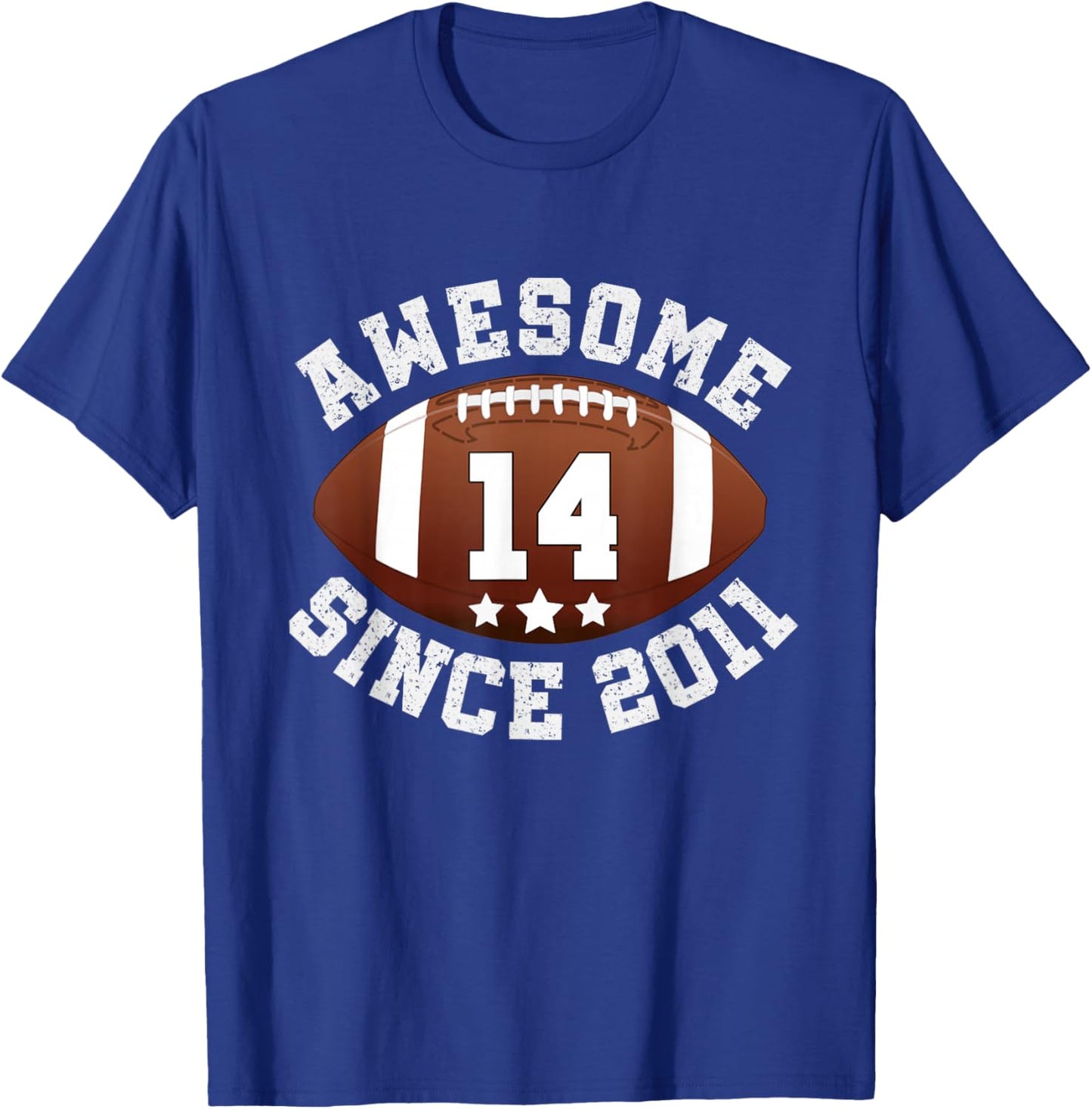 Awesome Since 2011 14 Year Old Football Player 14th Birthday T-Shirt - T-Shirt | Royal