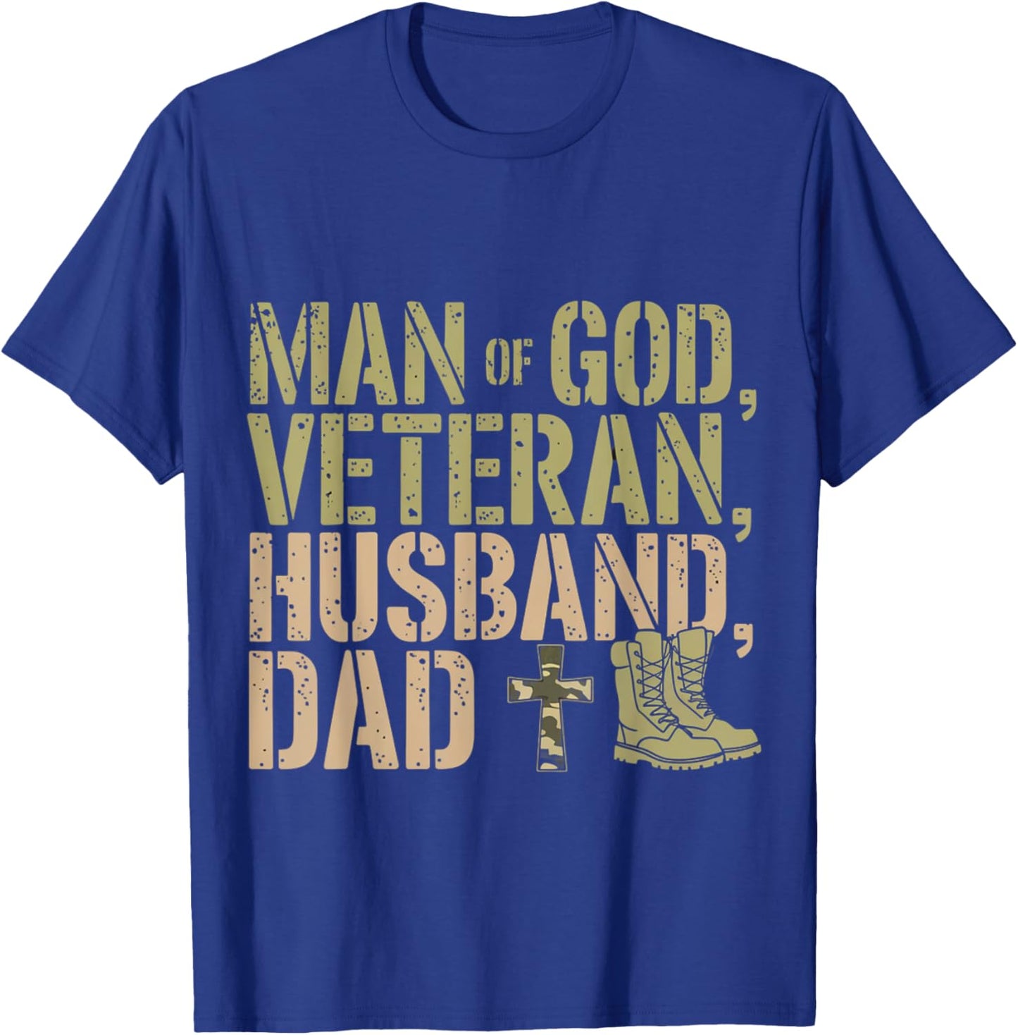 Man Of God Veteran Husband Dad Christian Jesus Camouflage T-Shirt - T-Shirt | Royal