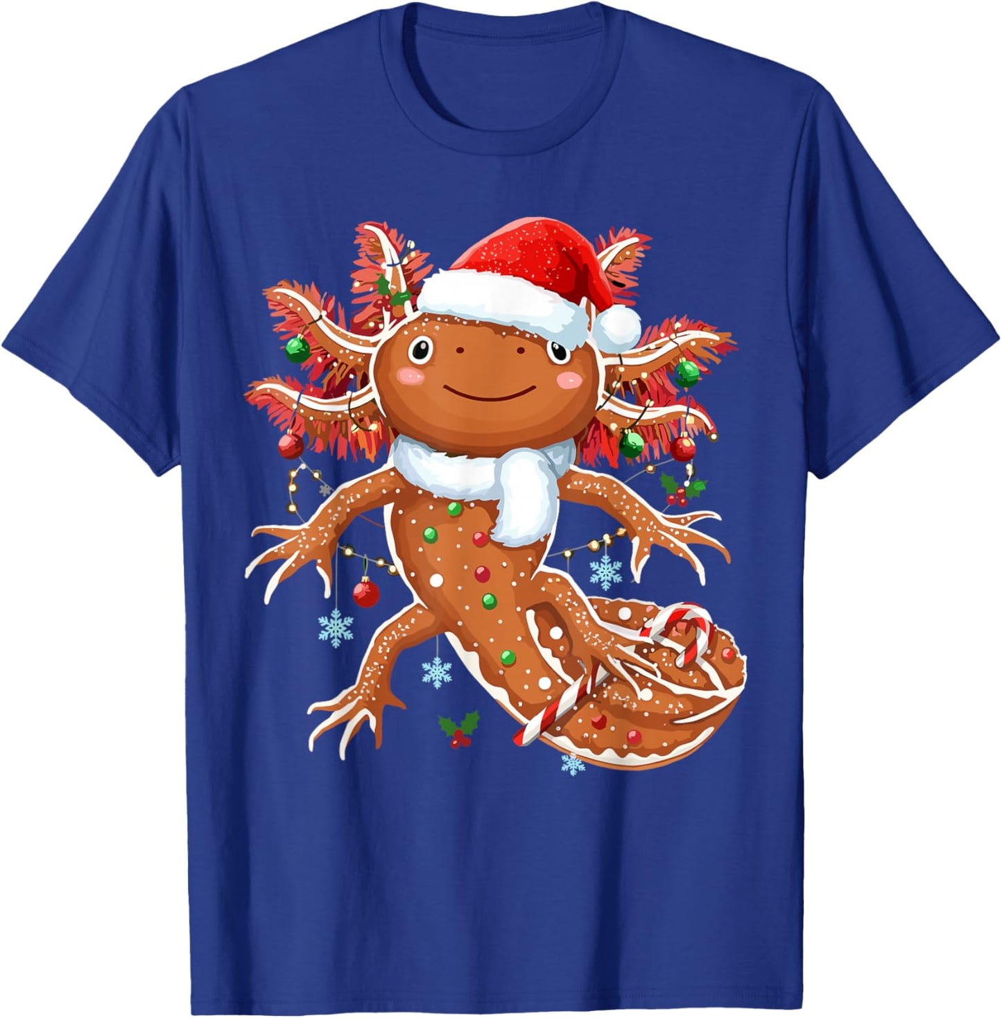 Gingerbread Axolotl Christmas Xmas T-Shirt - T-Shirt | Royal