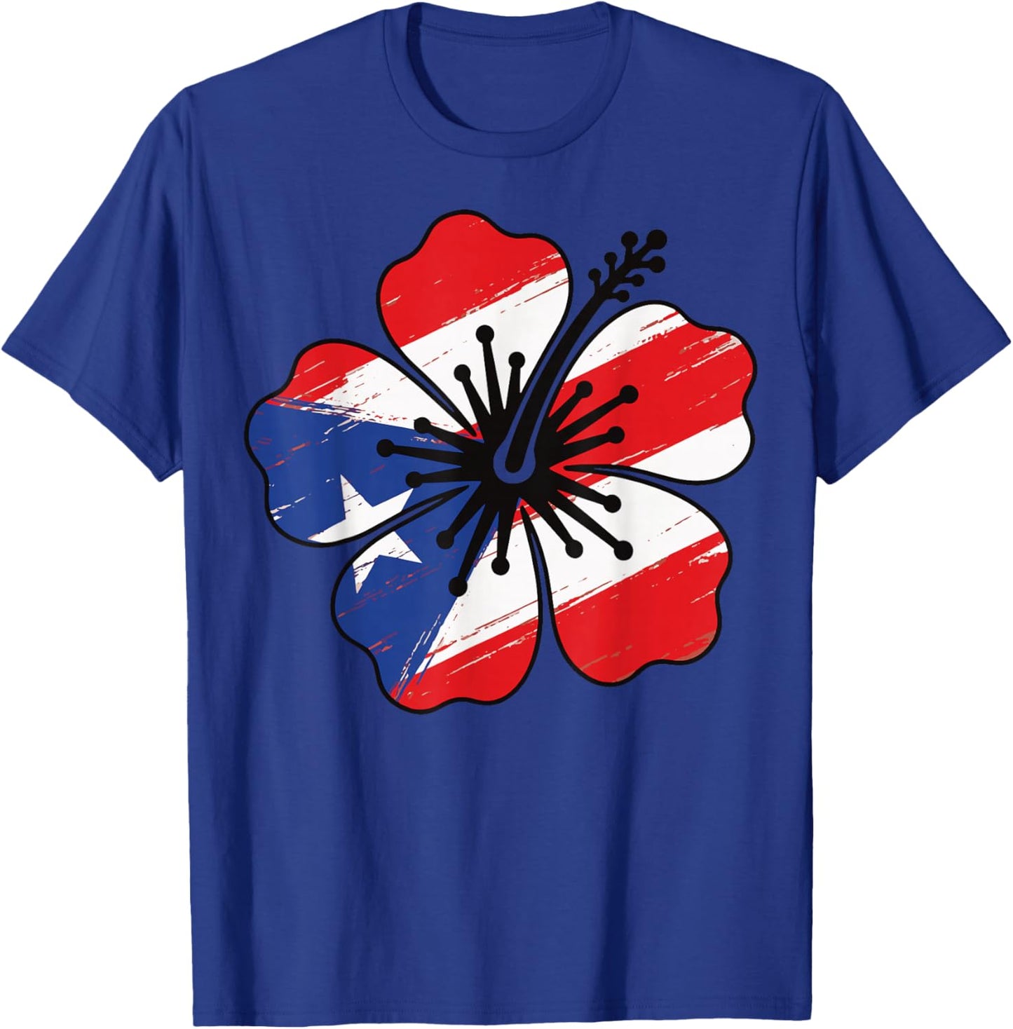 Hibiscus Puerto Rico Flag Boricua T-Shirt - T-Shirt | Royal