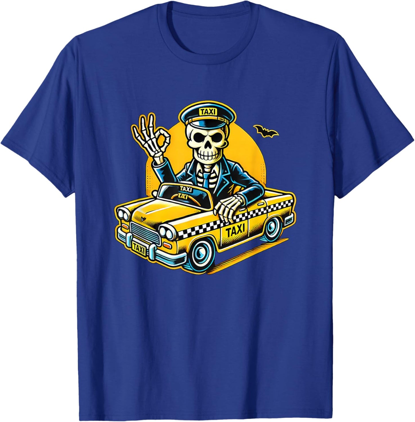 Halloween Skeleton Taxi Driver T-Shirt - T-Shirt | Royal