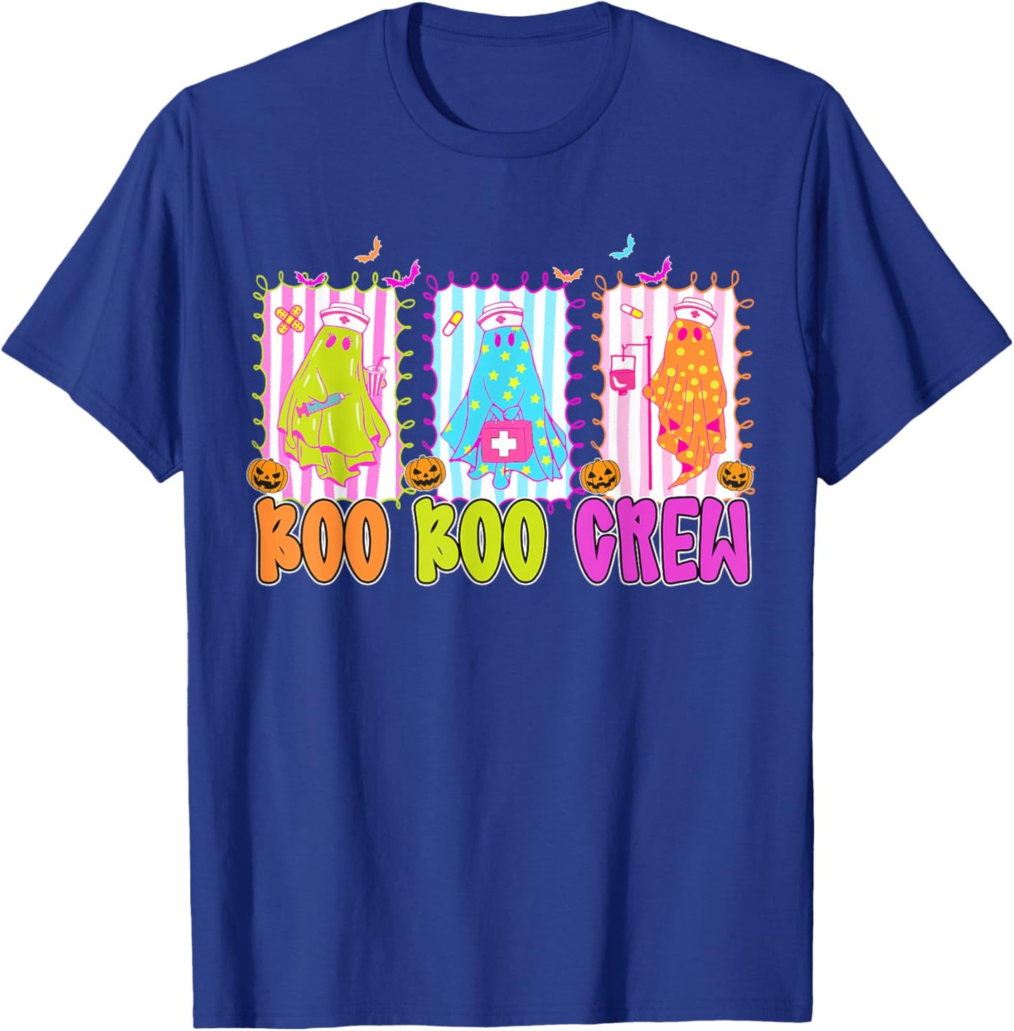 Preppy Boo Crew Registered Nurse Night Shift Ghost Halloween T-Shirt - T-Shirt | Royal
