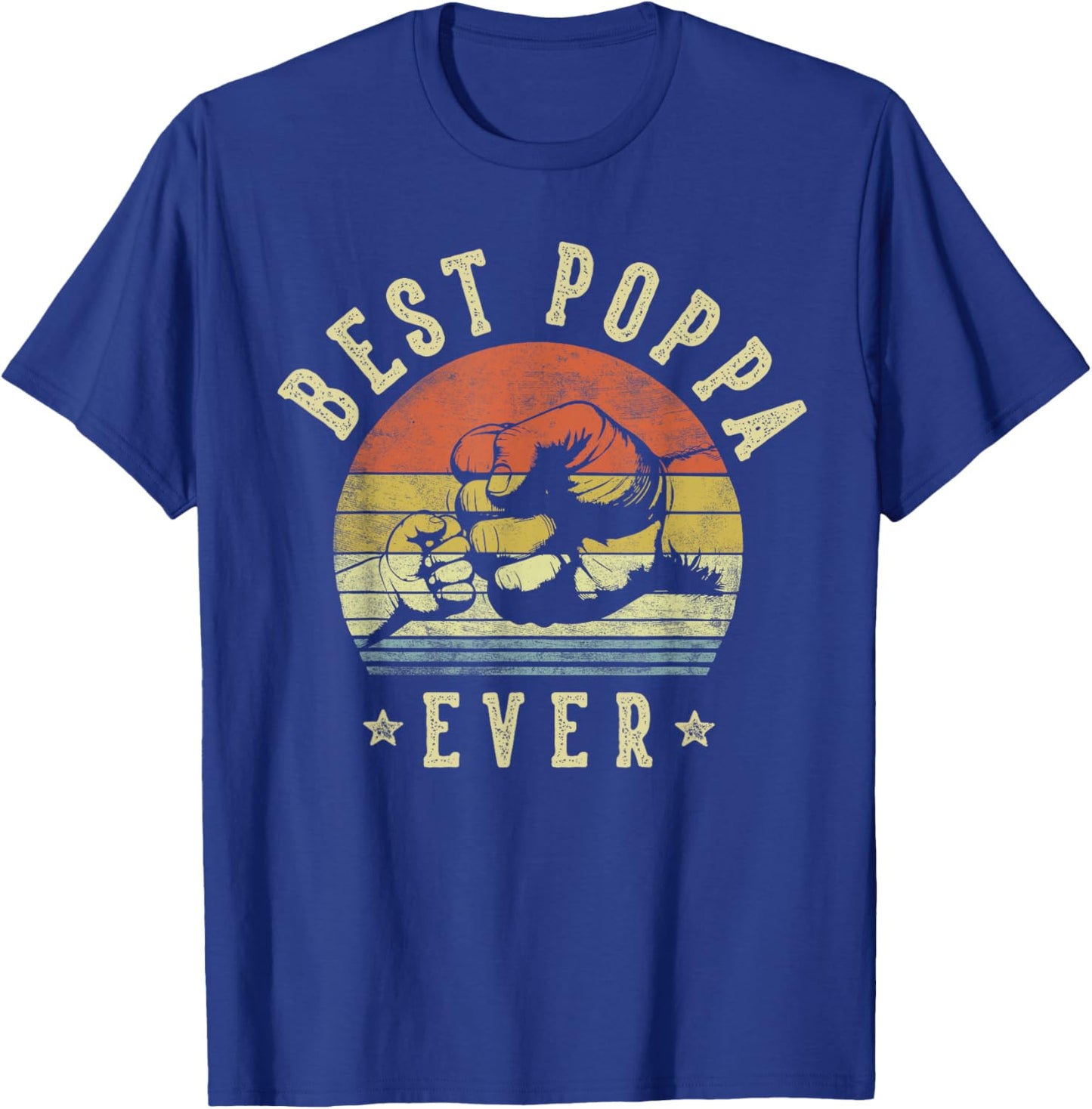 Best Poppa Ever - Retro Fist Bump Vintage Design Poppa T-Shirt - T-Shirt | Royal
