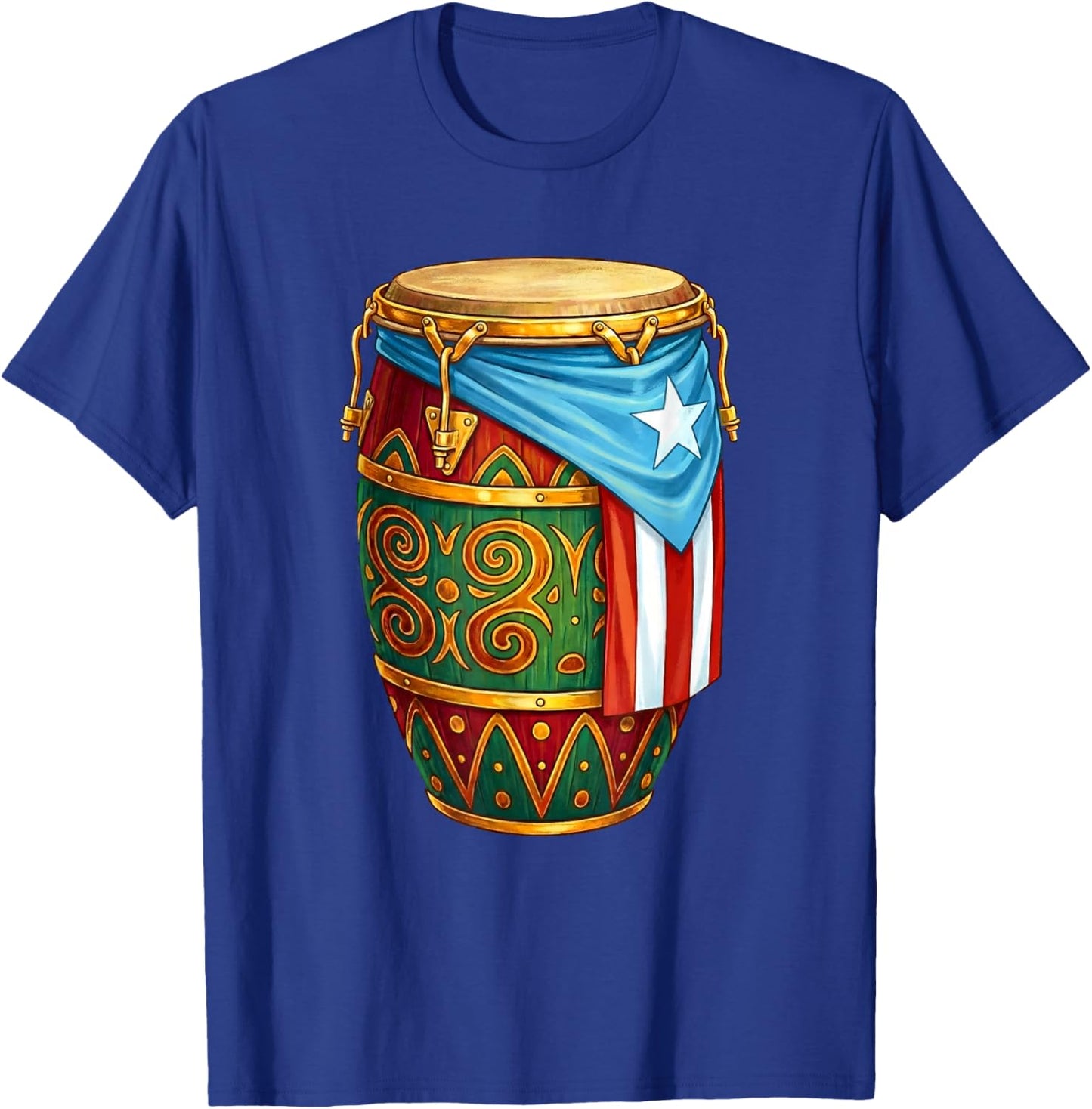 Puerto Rico Flag Barril de Bomba Drum Musical Instrument T-Shirt - T-Shirt | Royal