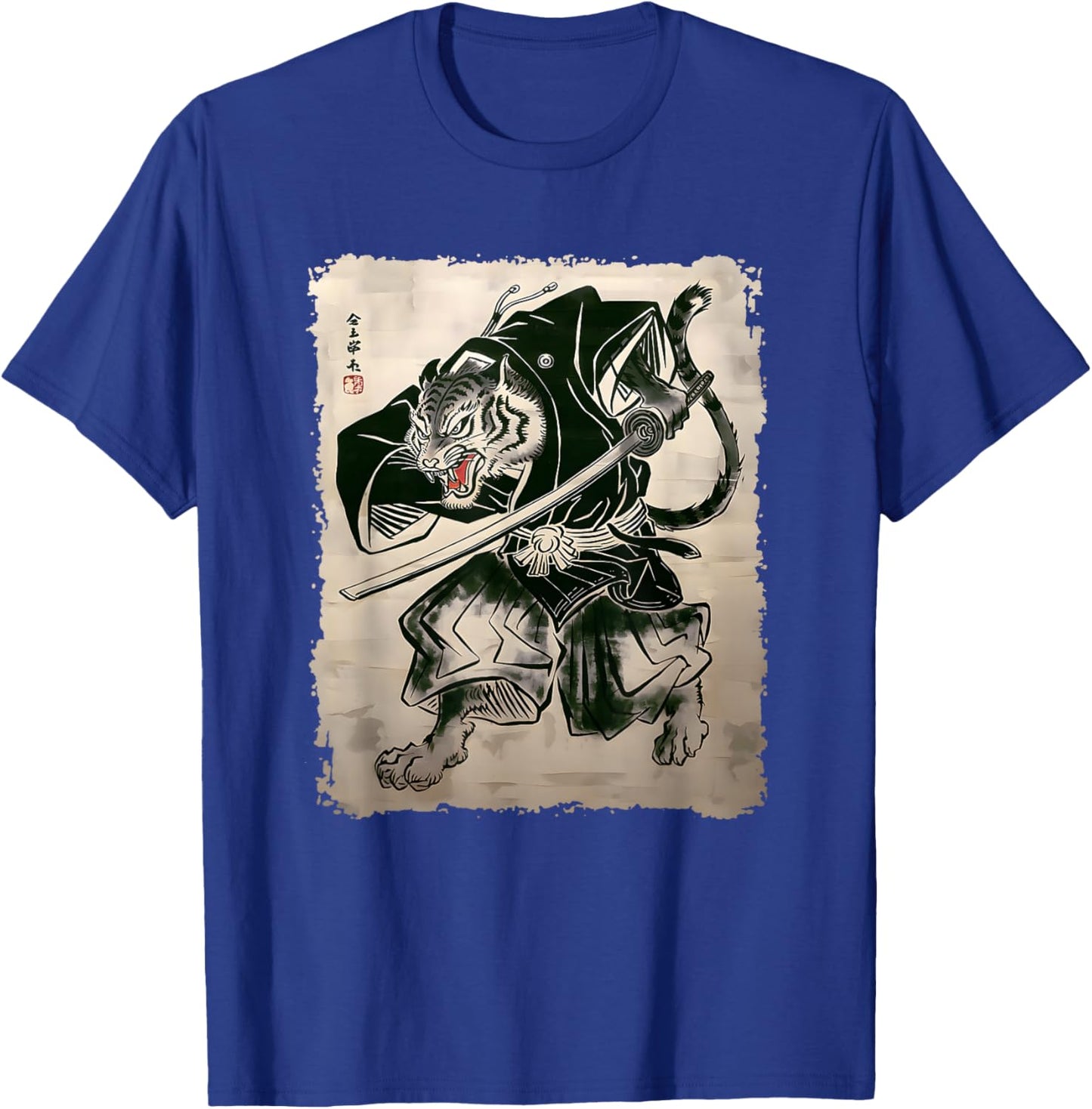 Samurai Tiger Warrior Vintage Japanese Art Anime T-Shirt - T-Shirt | Royal