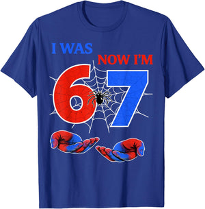 I was 6 Now I'm 7 Year Old Birthday Boy Gifts for Kids T-Shirt - T-Shirt | Royal
