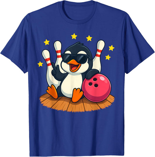 Cute Penguins with Sunglasses Playing Bowling Women T-Shirt - T-Shirt | Royal