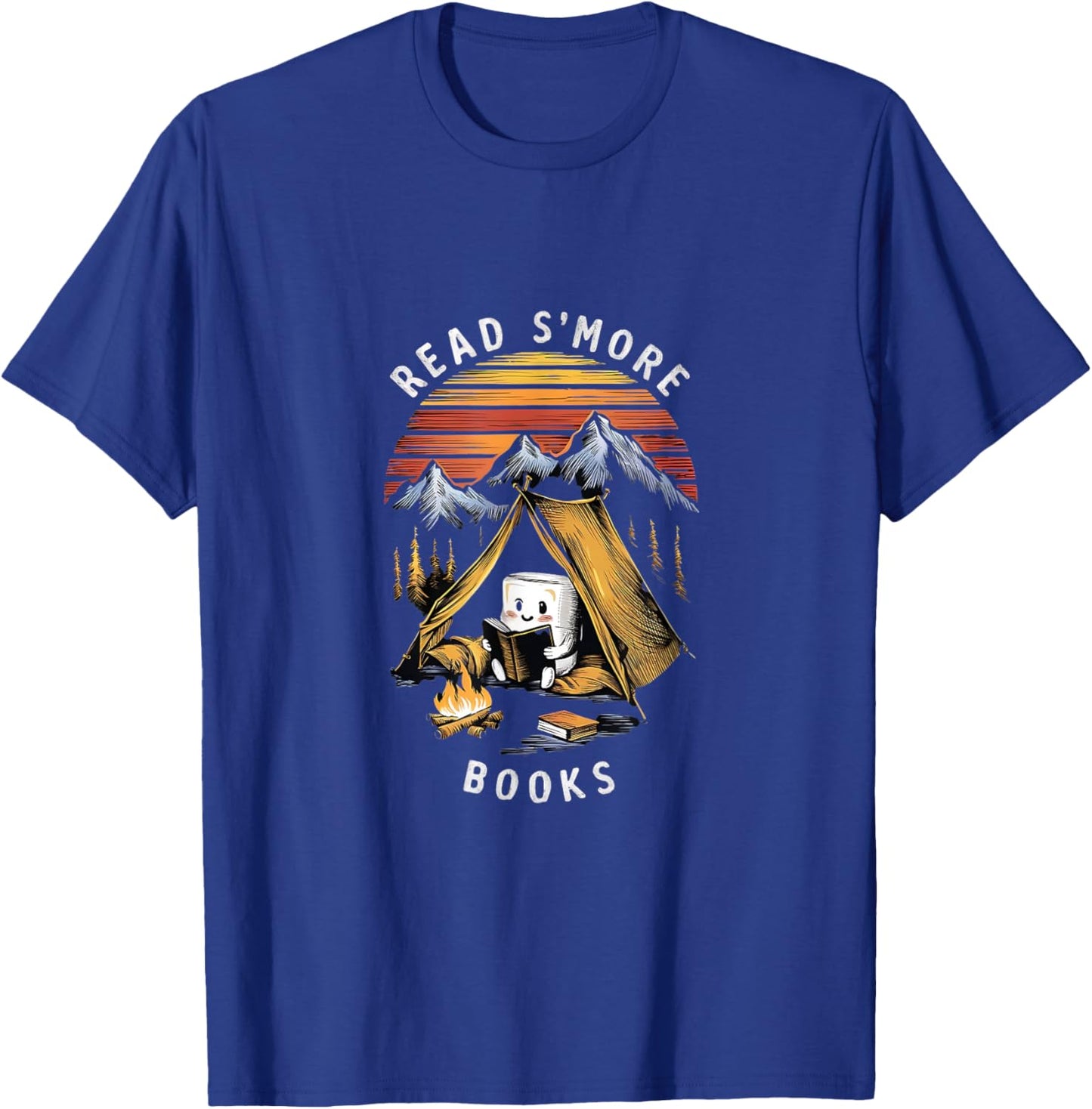 Read S'more Books Camping Outdoors Travel Campfire Smores T-Shirt - T-Shirt | Royal