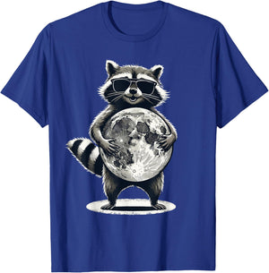 Racoon Moon Space Exploration Funny Moon T-Shirt - T-Shirt | Royal