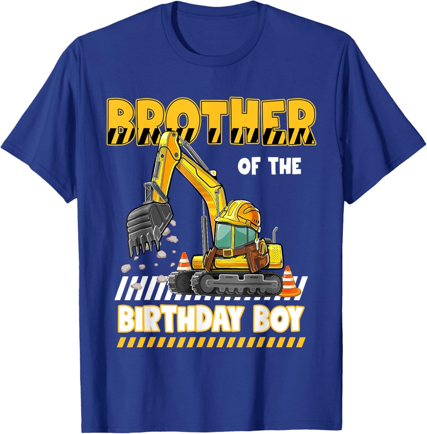 Brother Of The Birthday Boy Construction Excavator Family T-Shirt - T-Shirt | Royal