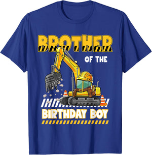 Brother Of The Birthday Boy Construction Excavator Family T-Shirt - T-Shirt | Royal