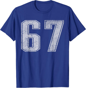 Number 67 Funny Six Seven 6 7 Meme Gen Alpha Slang T-Shirt - T-Shirt | Royal