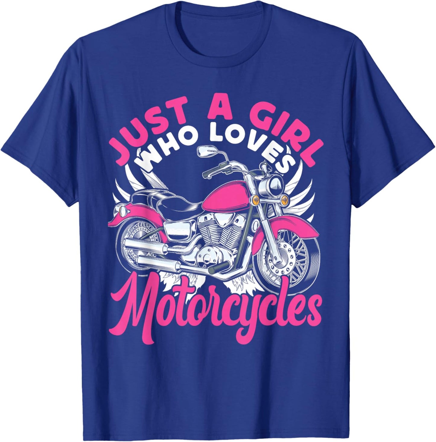 Classic Motorcycle Biker Girl Female Just A Girl Who Loves T-Shirt - T-Shirt | Royal