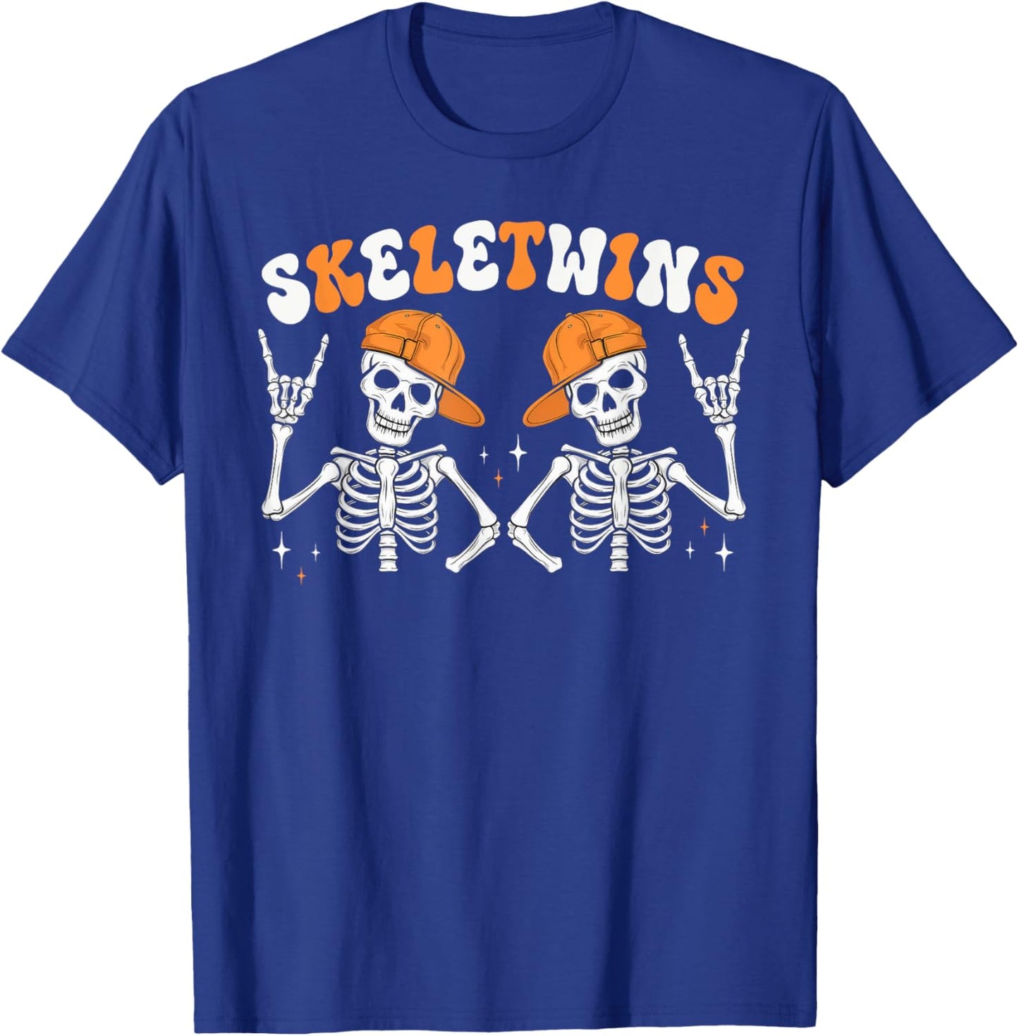 Skeletwins Halloween Twins Skeletons Hat Matching Boys Kids T-Shirt - T-Shirt | Royal