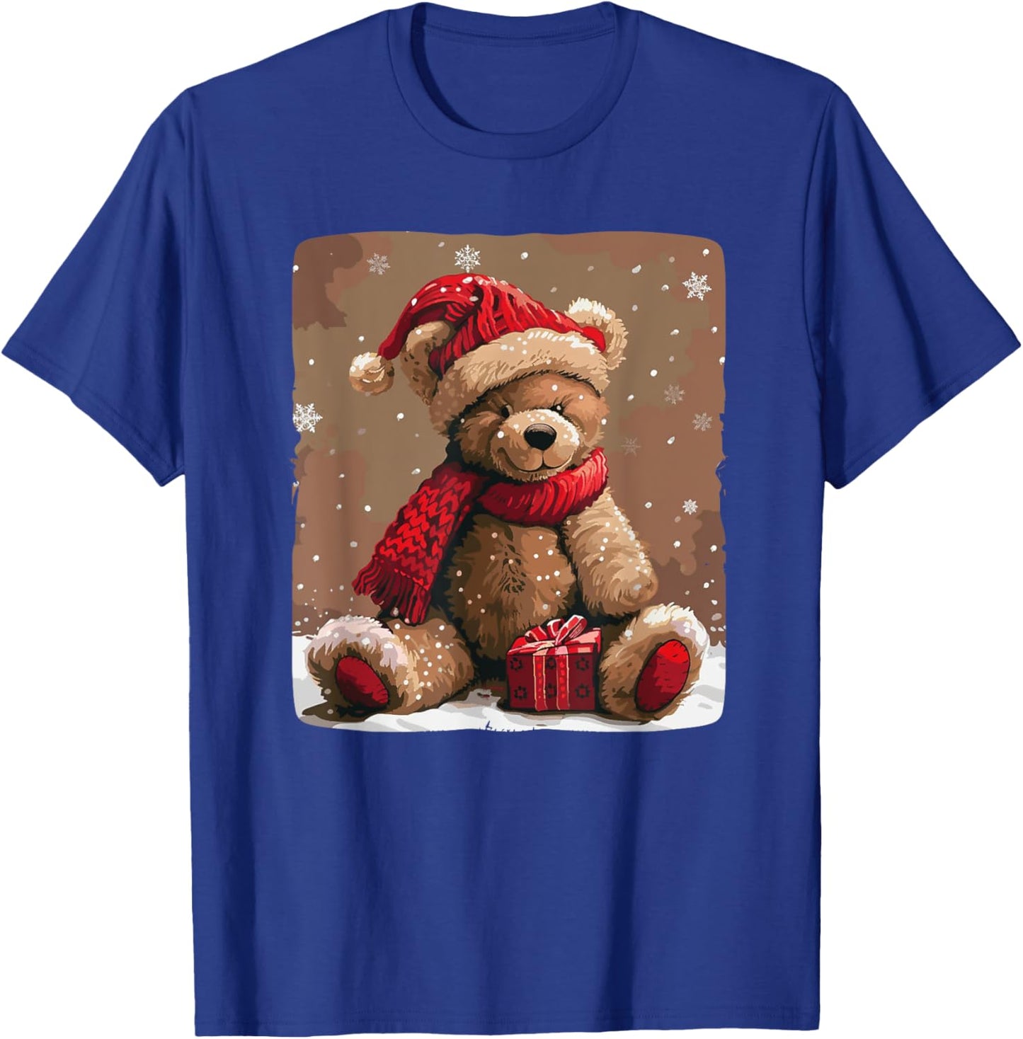 Happy Teddy Bear with Shawl and Christmas Hat Costume T-Shirt - T-Shirt | Royal