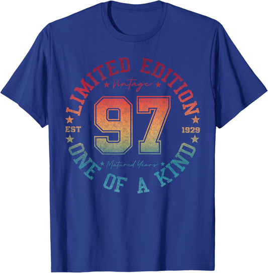 97 Year Old Gifts Vintage 1929 Limited Edition 97th Birthday T-Shirt - T-Shirt | Royal