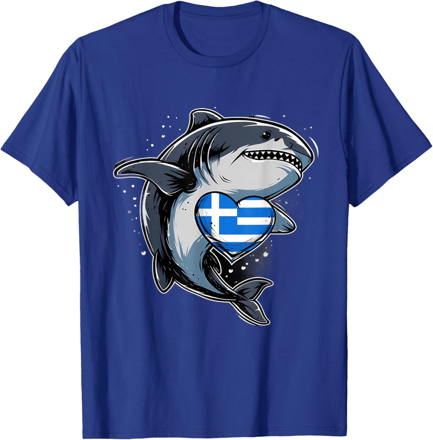 Greece Flag Greek Pride Heart Shark Greek Roots Hellenic T-Shirt - T-Shirt | Royal