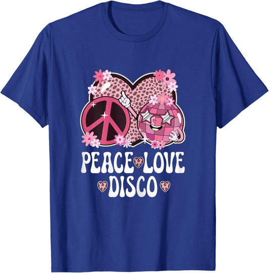 Peace Love Disco Outfit Cheetah Print Women Girls 70s Disco T-Shirt - T-Shirt | Royal