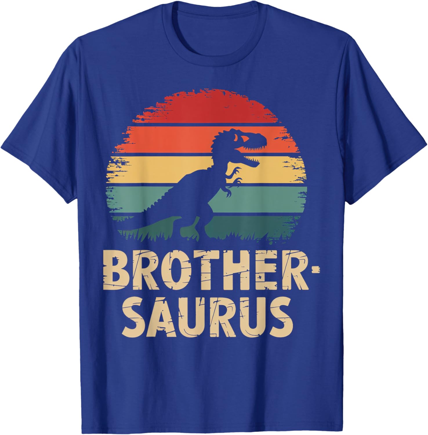 Retro Brothersaurus Dinosaur Rainbow Sunset T-Rex Design T-Shirt - T-Shirt | Royal