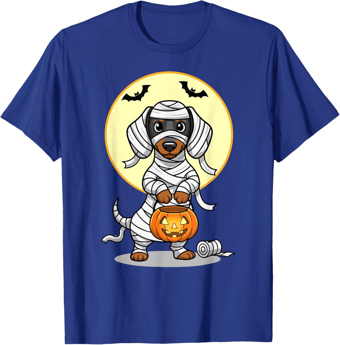 Dachshund Mummy Halloween Trick Or Treat Pumpkin T-Shirt - T-Shirt | Royal