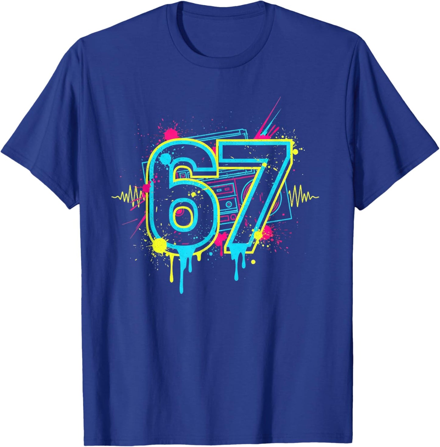 Funny Six Seven 6 7 Meme Graffiti Men Women Girls T Shirt T-Shirt - T-Shirt | Royal