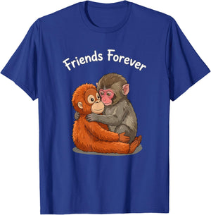 Baby Monkey Punch & Orangutan Friends Forever T-Shirt - T-Shirt | Royal