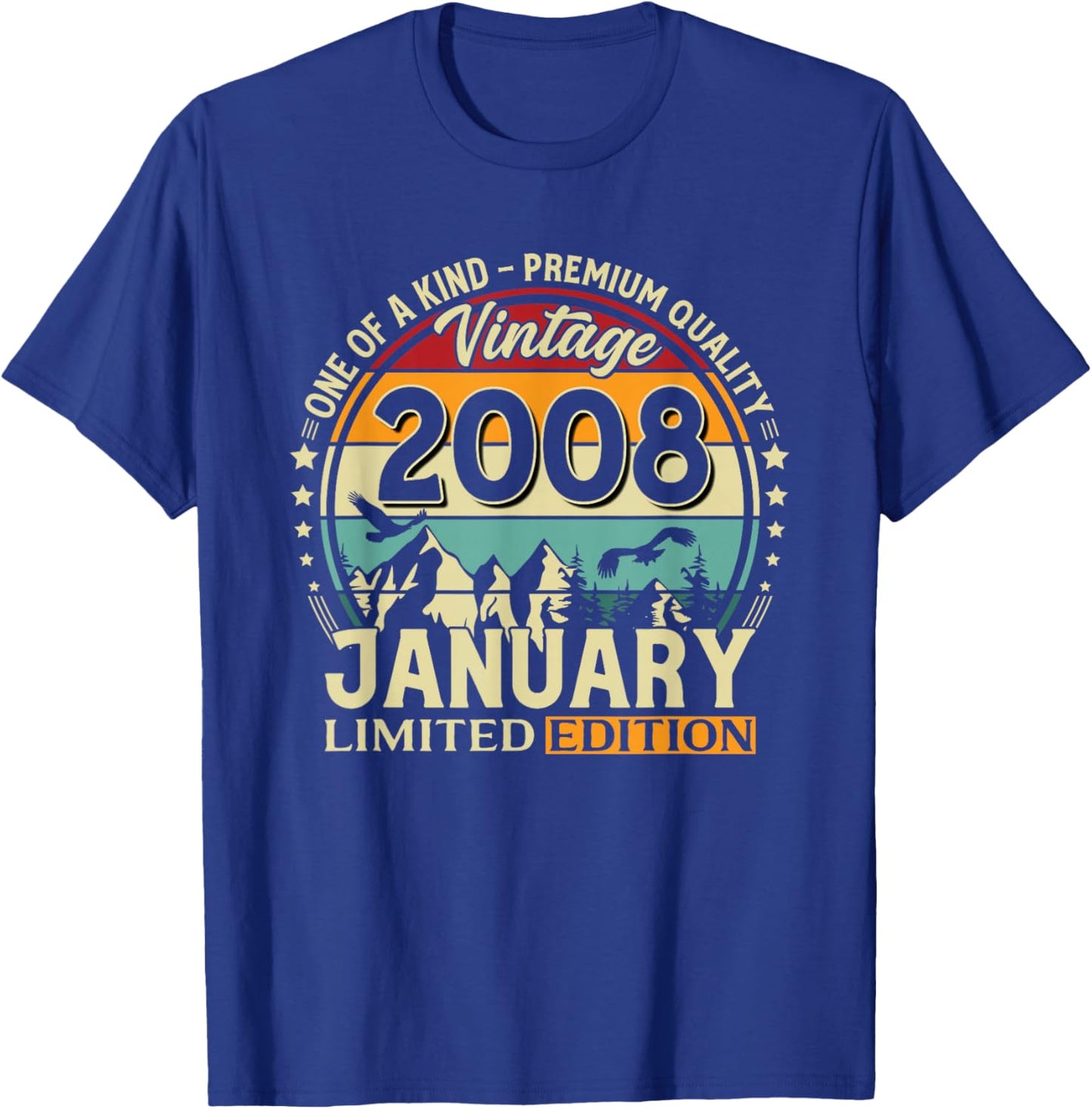 18 Years Birthday Man Gift January 2008 Vintage T-Shirt - T-Shirt | Royal