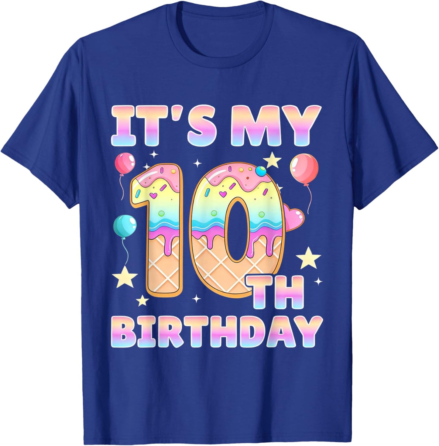 It's My 10th Birthday Ice Cream 10 Years Old Boys Girls T-Shirt - T-Shirt | Royal