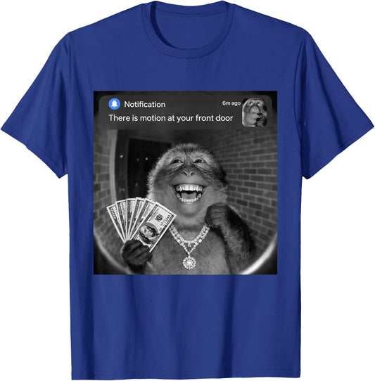 Funny Thinking Monkey with Motion Meme Brainrot T-Shirt - T-Shirt | Royal