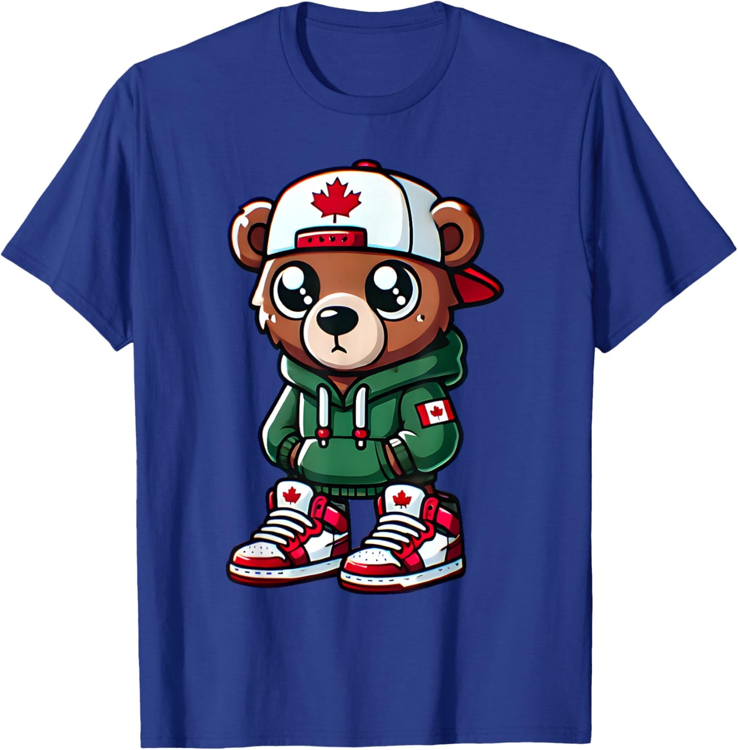 Funny Canada Day Cute Bear Canada Flag For Kids Girls Boys T-Shirt - T-Shirt | Royal