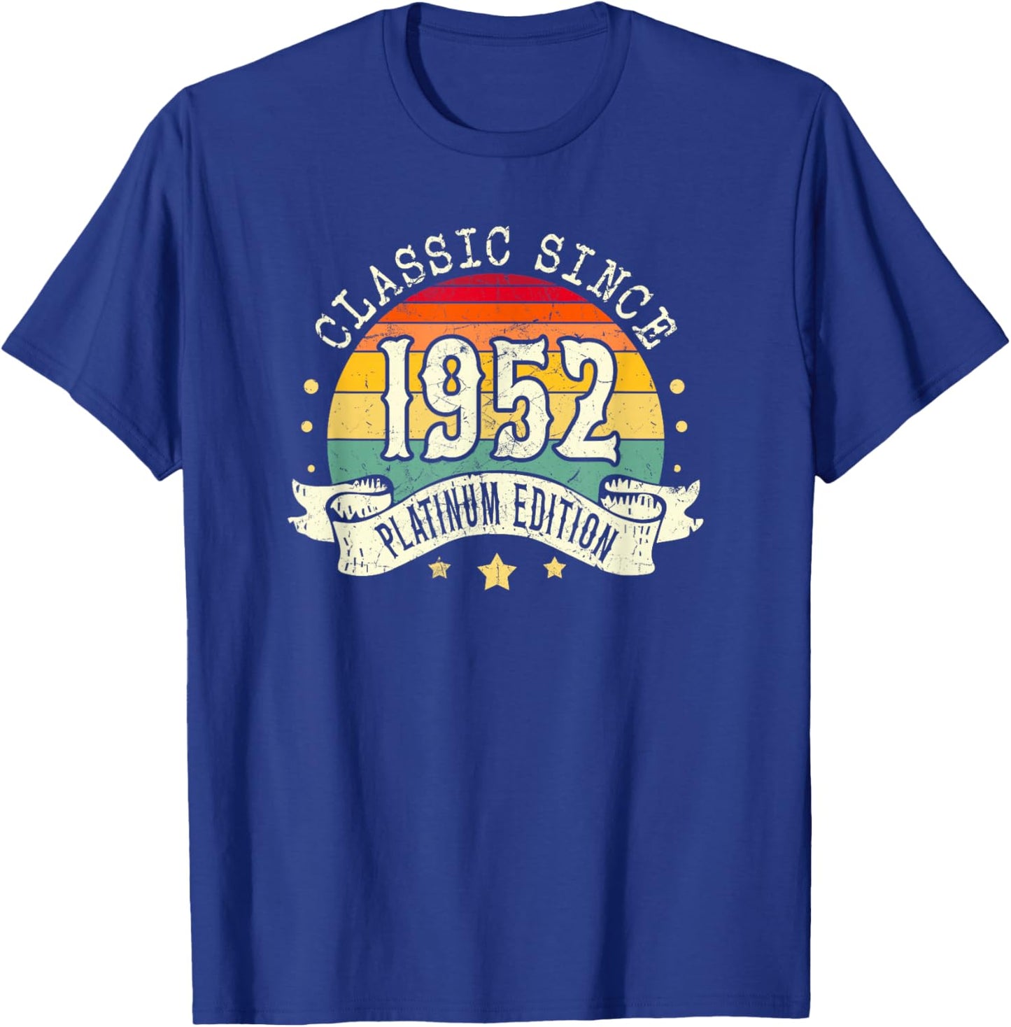 Born in 1952 Classic Platinum Edition Simple 1952 Birthday T-Shirt - T-Shirt | Royal