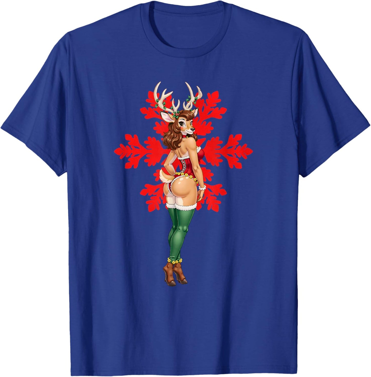 Fursuit Furry Christmas Sexy Reindeer Pin-Up Fursona Fandom T-Shirt - T-Shirt | Royal