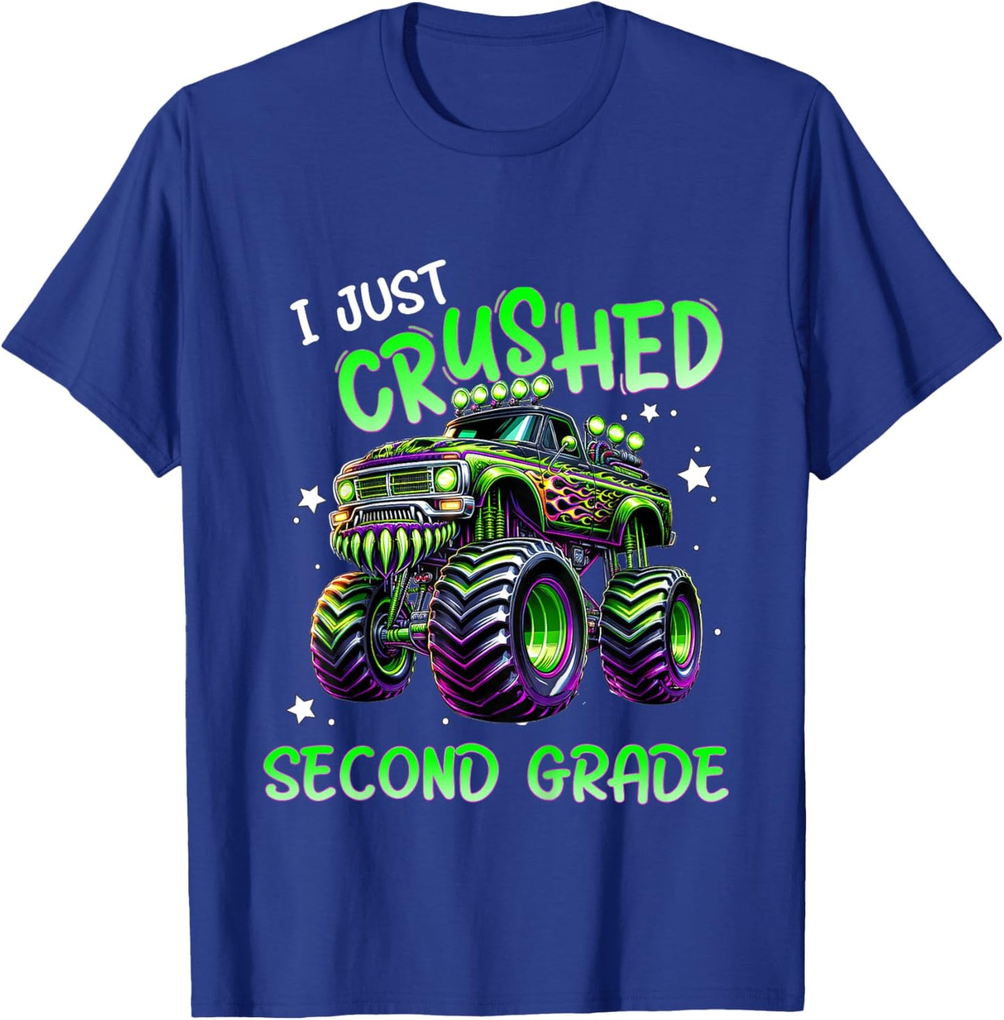 Kids I Just Crushed Second Grade Monster Truck Last Day of School T-Shirt - T-Shirt | Royal