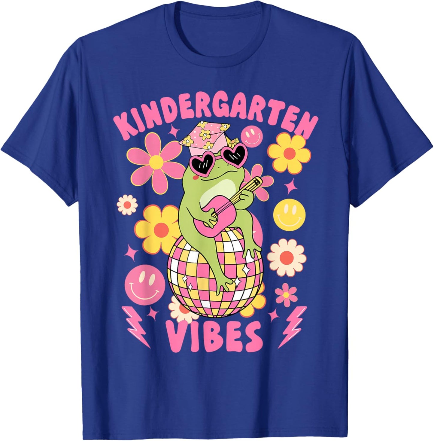 Kindergarten Vibes Groovy Kindergarten Back To School Frog T-Shirt - T-Shirt | Royal