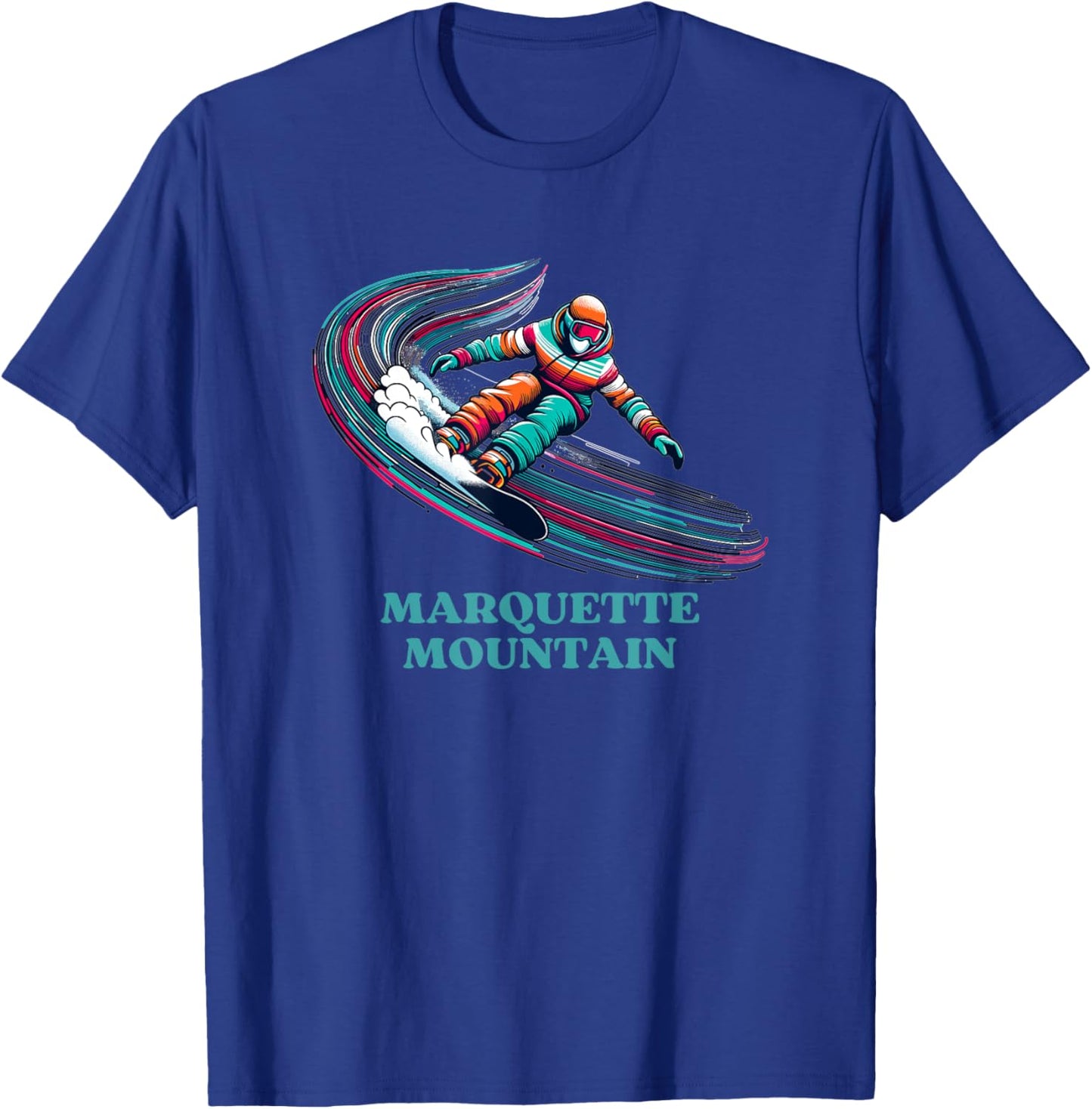 Marquette Mountain Michigan Snowboarding Snowboarder T-Shirt - T-Shirt | Royal
