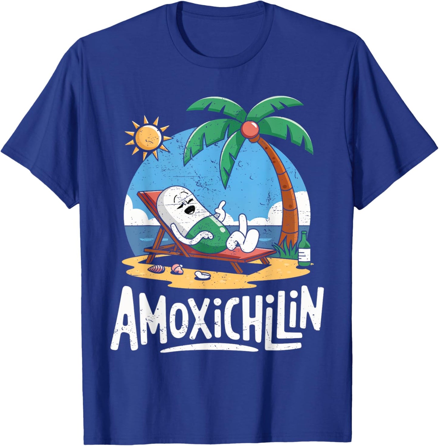 Amoxichillin Funny Pill Beach Vacation Pharmacy Technician T-Shirt - T-Shirt | Royal